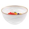 6 Hand Crafted White Gold Glass Bowl With Gold Rim