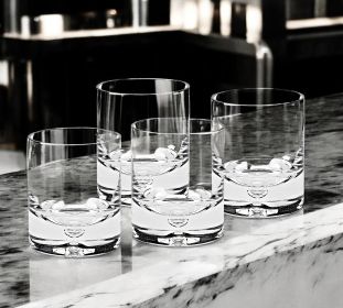 4 Pc Set Single Old Fashioned Lead Free Crystal Scotch Glass  6 Oz