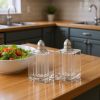 Handcrafted Optical Crystal And Silver Large Size Salt And Pepper Shakers