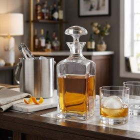 Mouth Blown European Crystal Scotch Or Whiskey Decanter 34 Oz