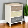 Distressed Gray And White Side Cabinet With 3 Drawers
