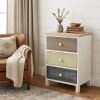Distressed Gray And White Side Cabinet With 3 Drawers