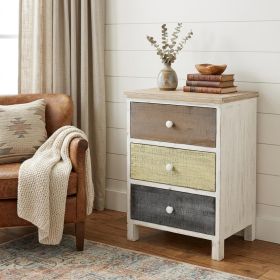 Distressed Gray And White Side Cabinet With 3 Drawers