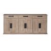 Brown Solid Mango Wood Sideboard With 3 Cabinets And 3 Drawers