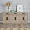 Brown Solid Mango Wood Sideboard With 3 Cabinets And 3 Drawers