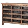 Brown Reclaimed Hardwood Sideboard With 16 Pull Out Drawers