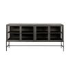 Black Solid Mango Wood Finish Sideboard With 4 Glass Cabinet Doors