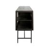 Black Solid Mango Wood Finish Sideboard With 4 Glass Cabinet Doors