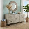 Light Brown And White Solid Mango Wood Finish Sideboard With 9 Drawers