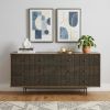 Medium Brown Solid Mango Wood Finish Sideboard With 6 Easy Sliding Drawers