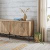 Brown Solid Mango Wood Finish Sideboard With 4 Cabinet Doors