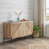 Brown Solid Mango Wood Finish Sideboard With 4 Cabinet Doors