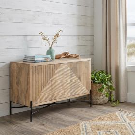 Brown Solid Mango Wood Finish Sideboard With 4 Cabinet Doors