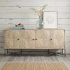 Light Brown Solid Mango Wood Sideboard With 4 Cabinet Doors