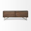 Dark Brown Solid Mango Wood Finish Sideboard With 4 Cabinet Doors