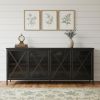Black Solid Metallic Bronze Finish Sideboard With 4 Glass Cabinet Doors