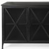 Black Solid Metallic Bronze Finish Sideboard With 4 Glass Cabinet Doors