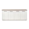 Brown Solid Mango Wood Top & White Frame Sideboard With 4 Cabinet Doors