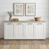 Brown Solid Mango Wood Top & White Frame Sideboard With 4 Cabinet Doors