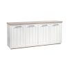 Brown Solid Mango Wood Top & White Frame Sideboard With 4 Cabinet Doors