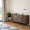 Brown Solid Wood Sideboard With 6 Drawers And 2 Cabinet Doors