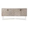 Light Brown Solid Mango Wood Finish Sideboard With 4 Cabinet Doors
