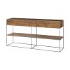 Brown Wood And Silver Metal Frame With 2 Drawer And Sideboard