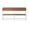 Brown Wood And Silver Metal Frame With 2 Drawer And Sideboard