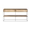 Brown Wood And Silver Metal Frame With 2 Drawer And Sideboard