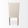 Tufted Cream And Brown Upholstered Linen Wing Back Dining Side Chair