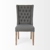 Tufted Gray And Brown Upholstered Linen Wing Back Dining Side Chair