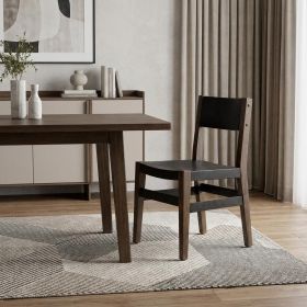 Black And Brown Metal and Wood Open Back Dining Side Chair