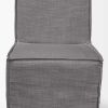 Set Of Two Gray And Brown Slipcovered Wood Parsons Chairs