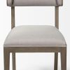 Set Of Two Brown And Light Gray Upholstered Fabric Open Back Side Chairs