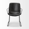 Black Upholstered Faux Leather Dining Arm Chair