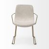 Cream And Gold Upholstered Fabric Dining Arm Chair