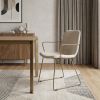 Cream And Gold Upholstered Fabric Dining Arm Chair