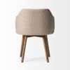 Cream And Brown Upholstered Fabric Dining Arm Chair