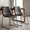 Set Of Two Black Upholstered Faux leather Side Chairs