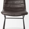 Set Of Two Black Upholstered Faux leather Side Chairs