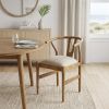 Natural Linen Seat With Light Brown Wooden Frame Dining Chair