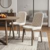 Cream And Brown Upholstered Fabric Dining Side Chair