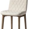 Cream And Brown Upholstered Fabric Dining Side Chair