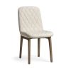 Cream And Brown Upholstered Fabric Dining Side Chair