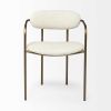 Cream And Gold Upholstered Fabric Open Back Dining Arm Chair