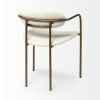 Cream And Gold Upholstered Fabric Open Back Dining Arm Chair