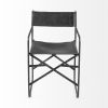 Black Leather Metal Open Back Dining Arm Chair