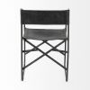 Black Leather Metal Open Back Dining Arm Chair