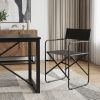 Black Leather Metal Open Back Dining Arm Chair