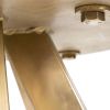 48" White And Gold Rounded Marble And Metal Pedestal Base Dining Table